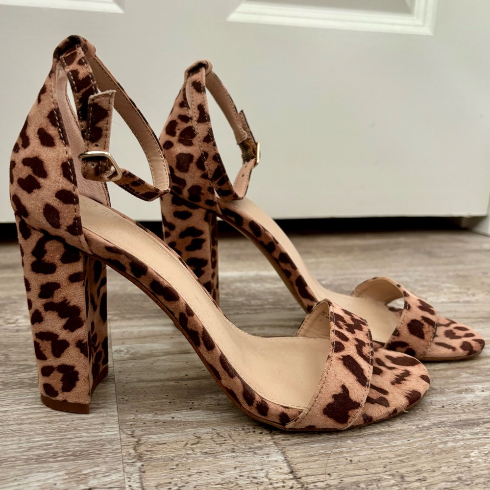 The Drop leopard print block heel sandals